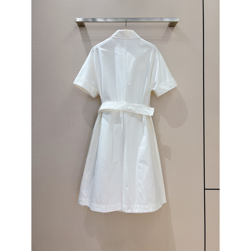 D*or belted shirtdress ecru cotton and silk poplin white