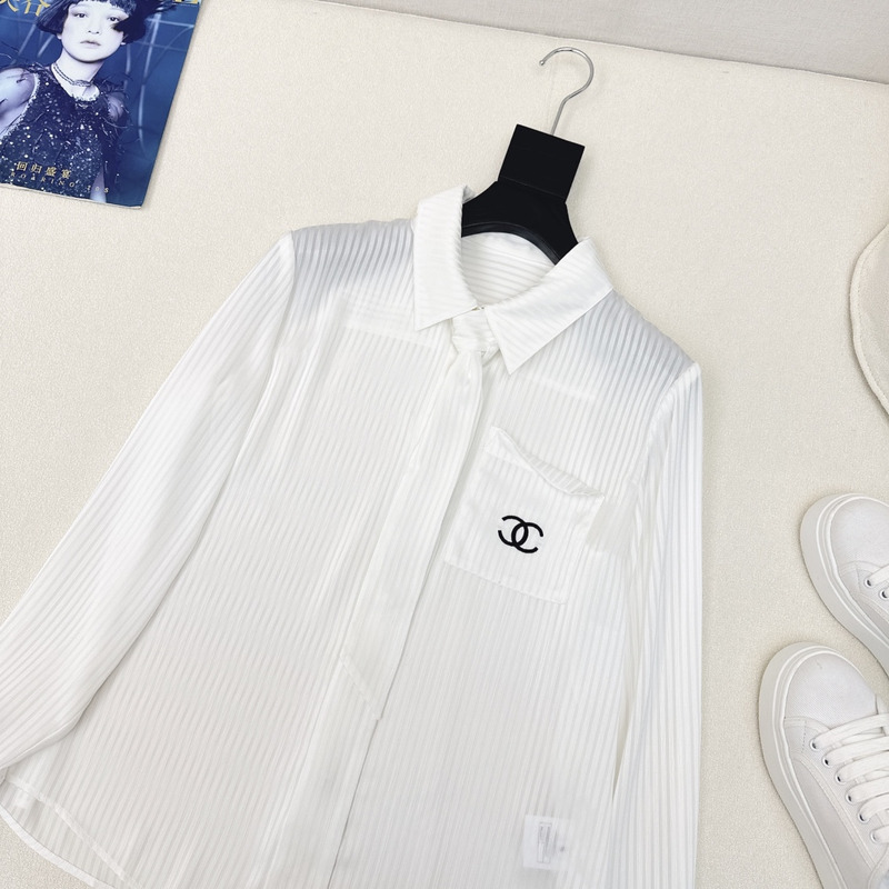 Ch*el blouse with silk blend white