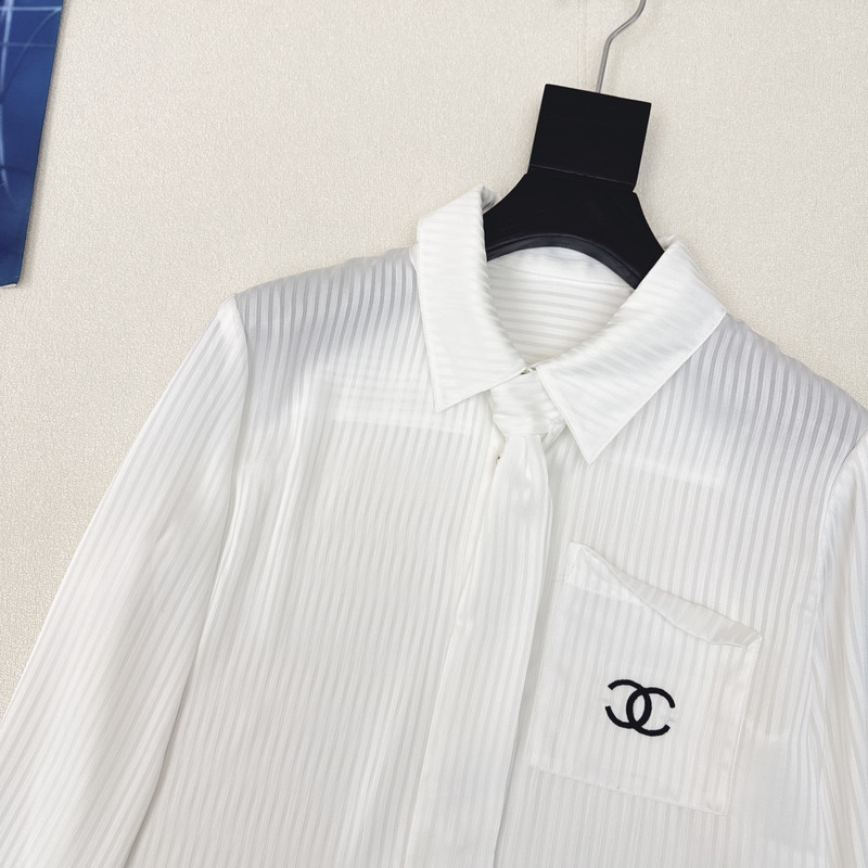 Ch*el blouse with silk blend white