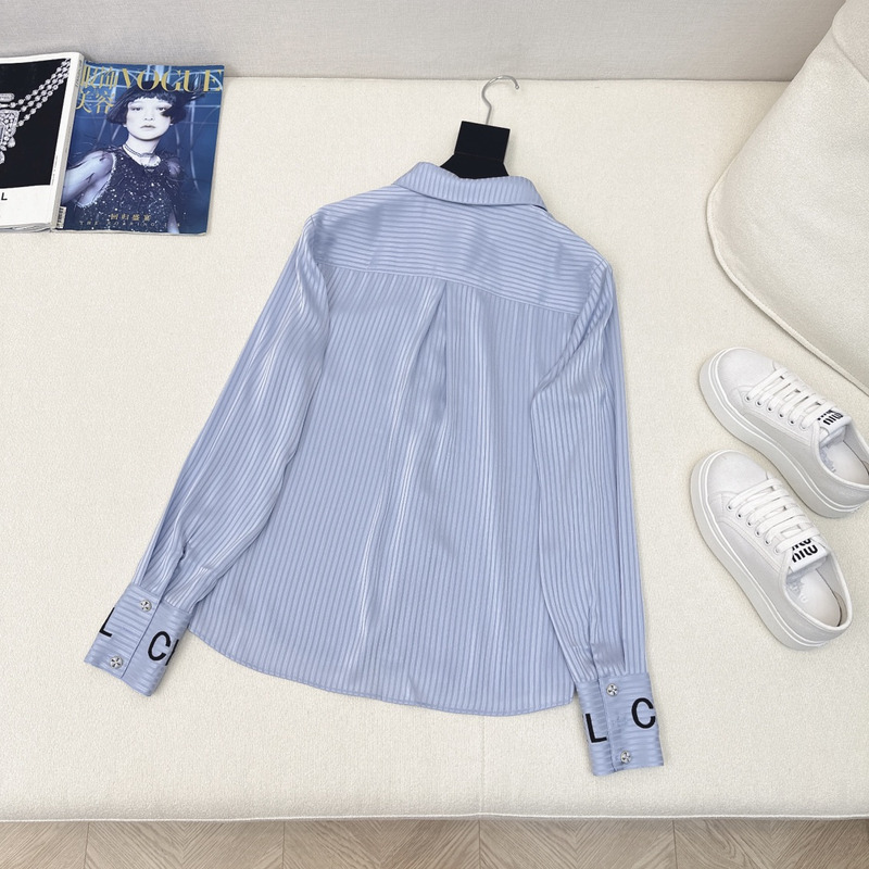 Ch*el blouse with silk blend blue