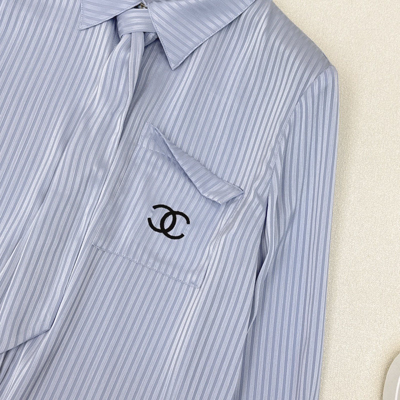 Ch*el blouse with silk blend blue