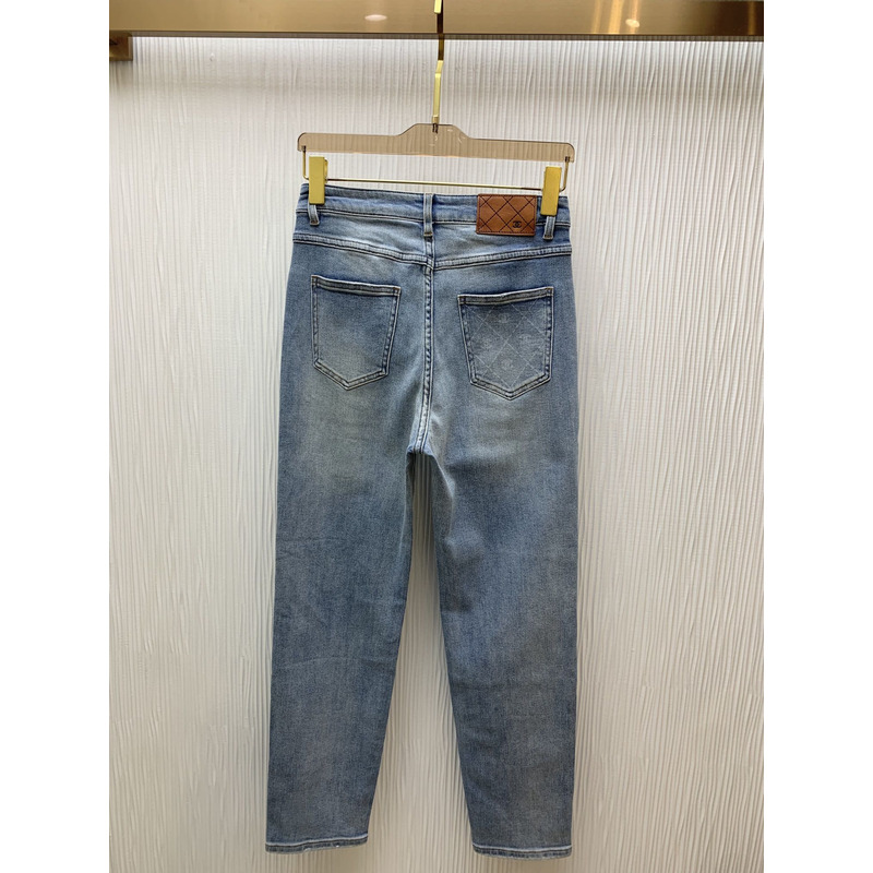 Ch*el jeans washed denim blue