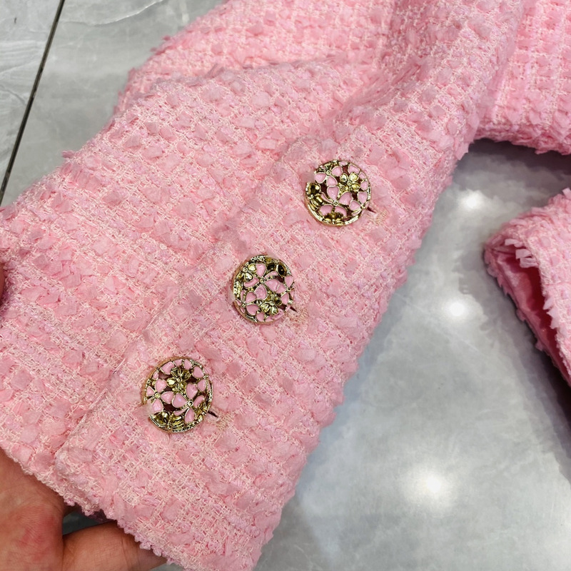 Ch*el jacket cotton tweed pink