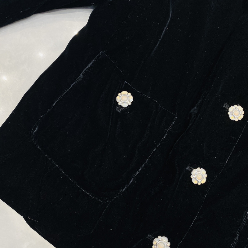 Ch*el logo embroidered short jacket black