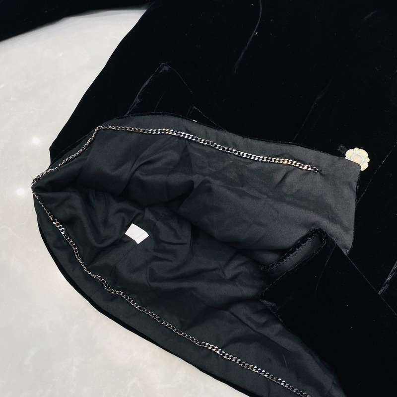 Ch*el logo embroidered short jacket black