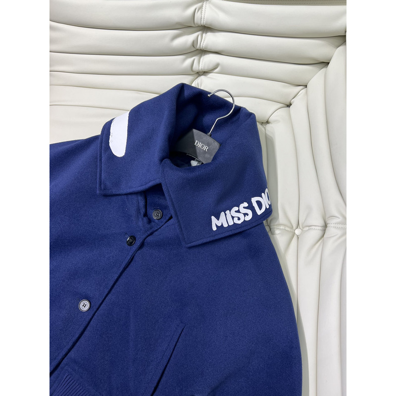 D*or bomber jacket with oversized collar dark blue