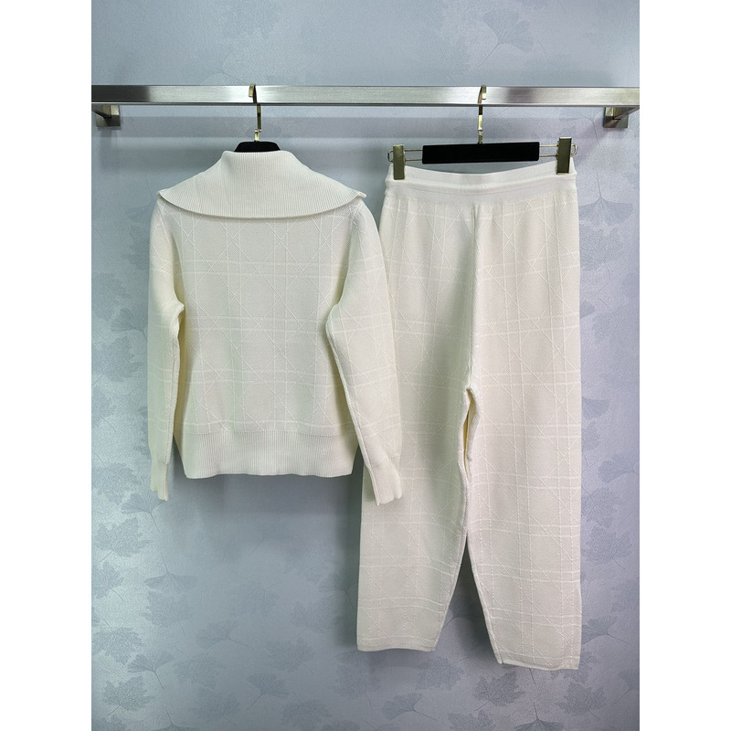 D*or hooded cardigan sweatshirt and sweatpants set white