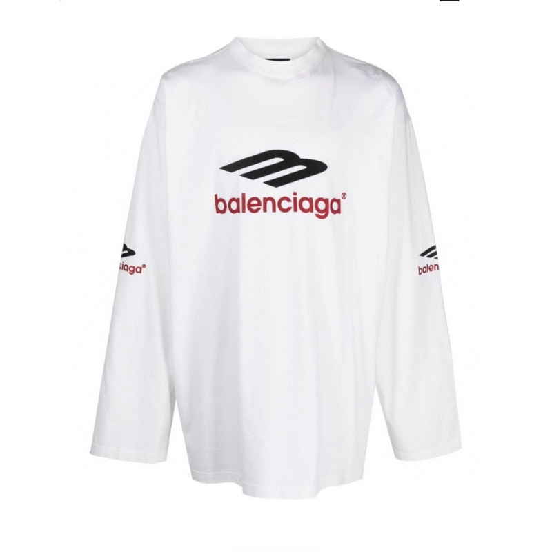 Ba*len*cia*ga 3b sports icon long sleeve t-shirt in white