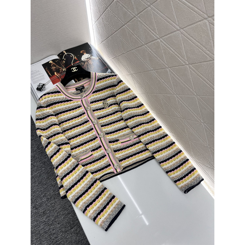 Ch*el striped cardigan in yellow