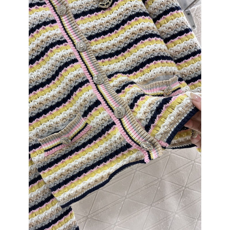 Ch*el striped cardigan in yellow