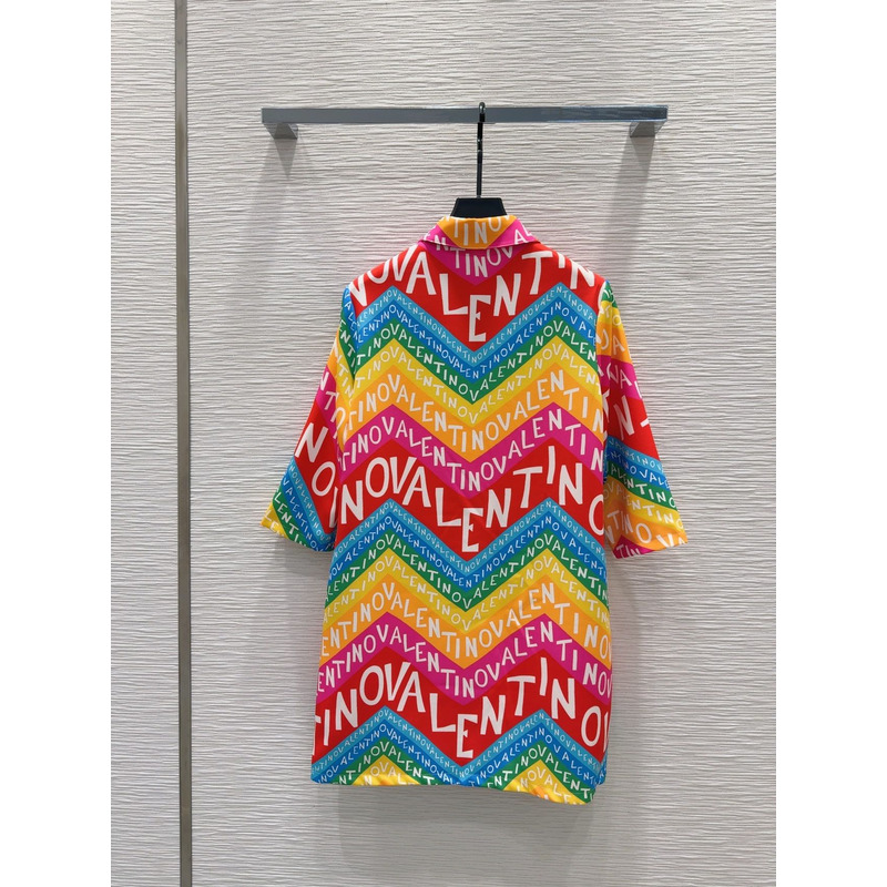 Valentino Chevron 24 Popeline Short Dress Multicolour