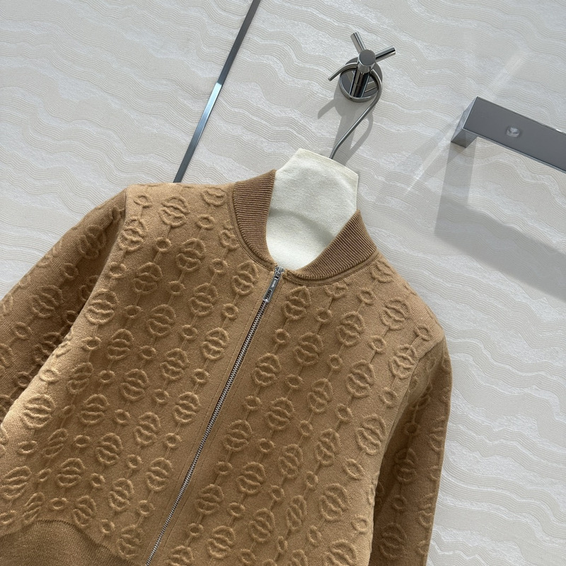 H**mes torsades cliquetis unies zipped jacket in brown