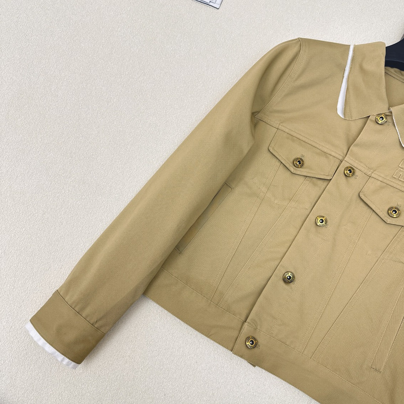 Miu Miu Logo Chino Jacket In Khaki