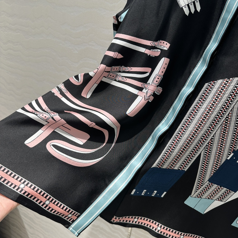 H**mes lettres equestres shirt black