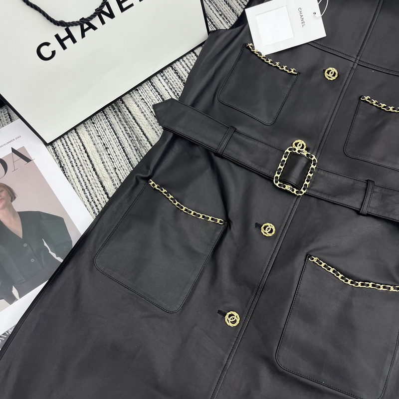 Ch*el lambskin single breasted waistcoat black