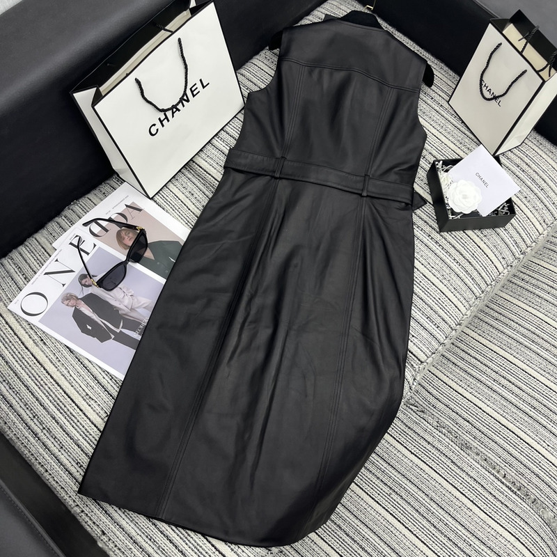 Ch*el lambskin single breasted waistcoat black