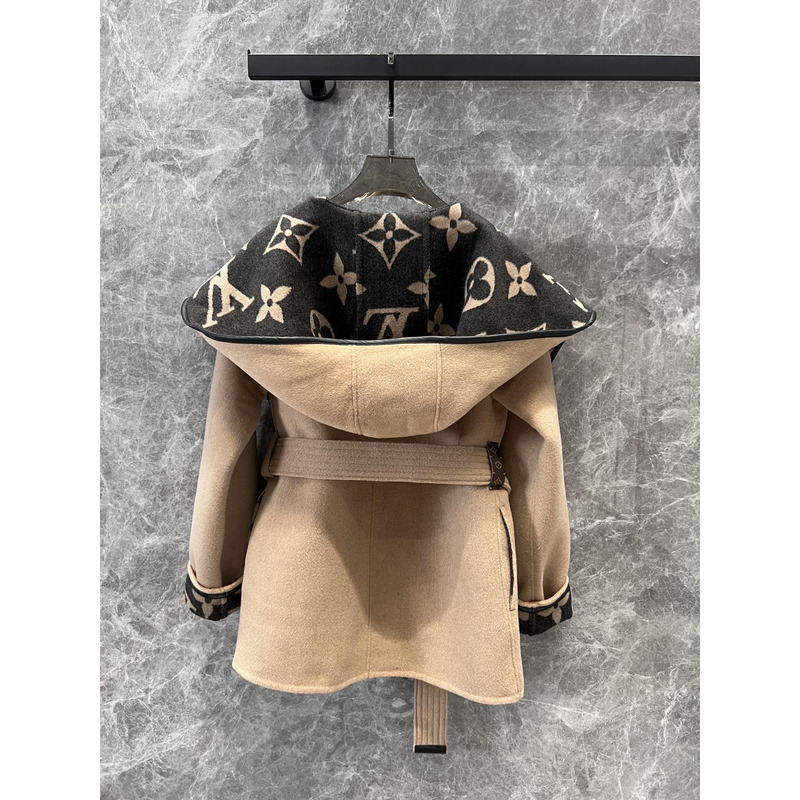 l**is V*t*n hooded wrap pea coat camel brown