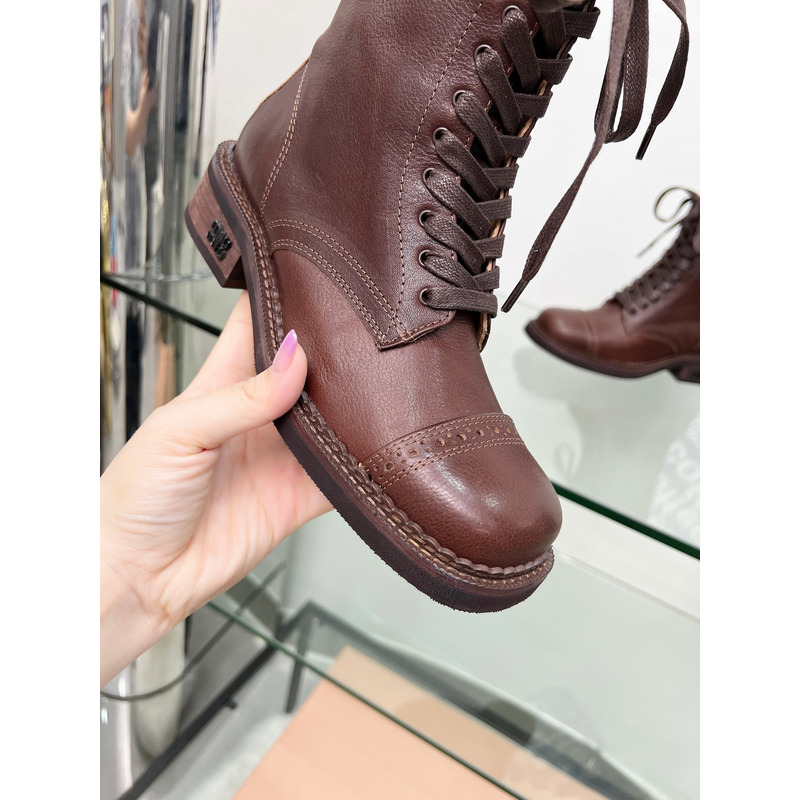 Miu Miu Leather Boots In Brown