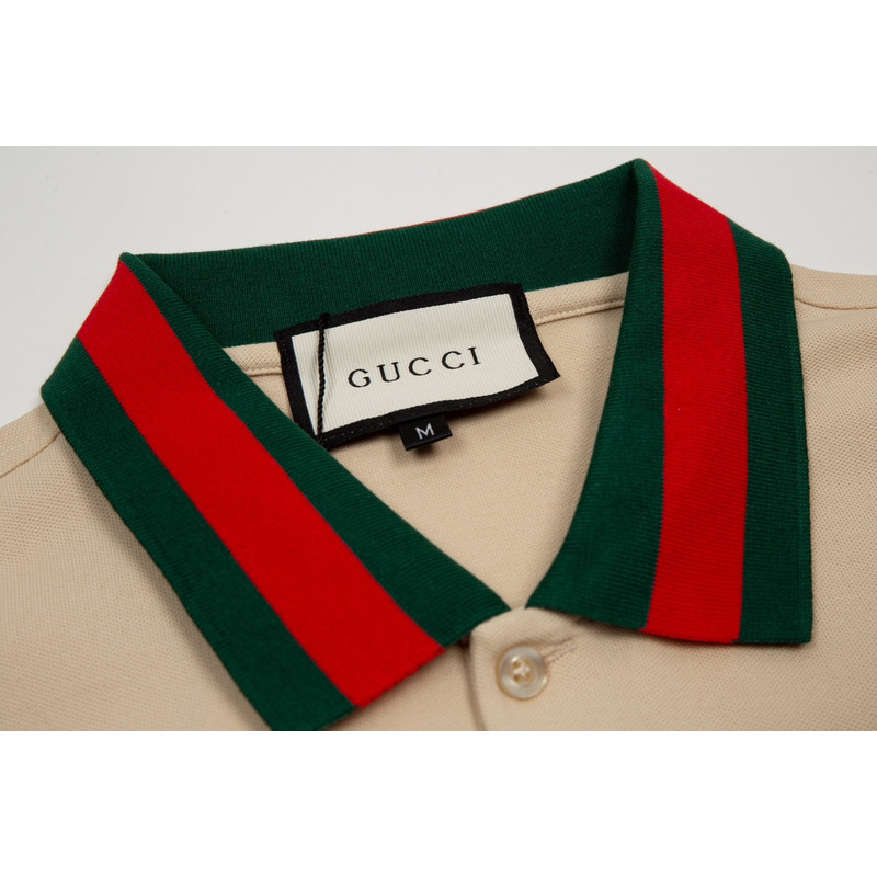 G*u*i cotton piquet polo with web collar t shirt