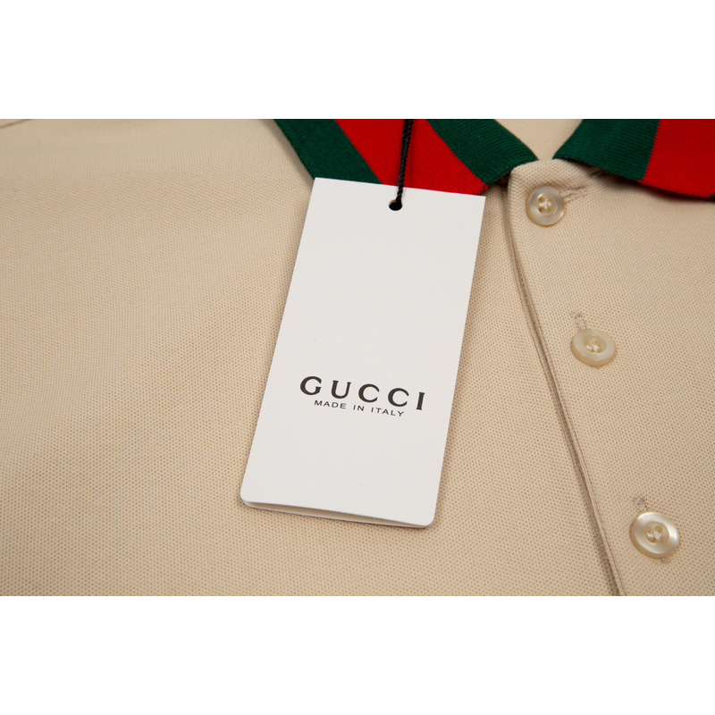 G*u*i cotton piquet polo with web collar t shirt