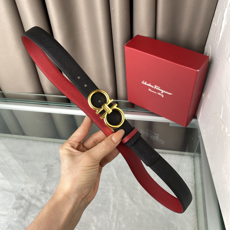 Ferragamo Reversible Leather Belt Red