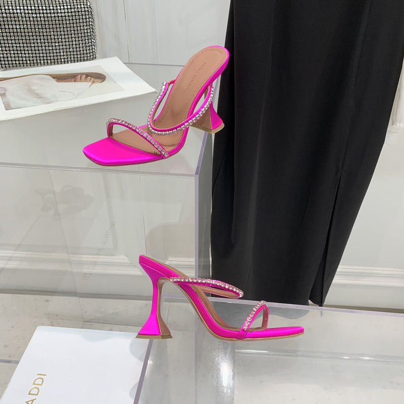 Amina Muaddi Gilda Slipper Lotus Pink and Pink Crystals