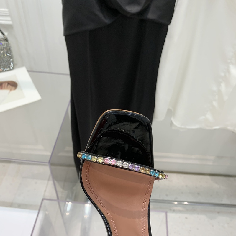 Amina Muaddi Gilda Slipper Black and Multi-Colored Crystals