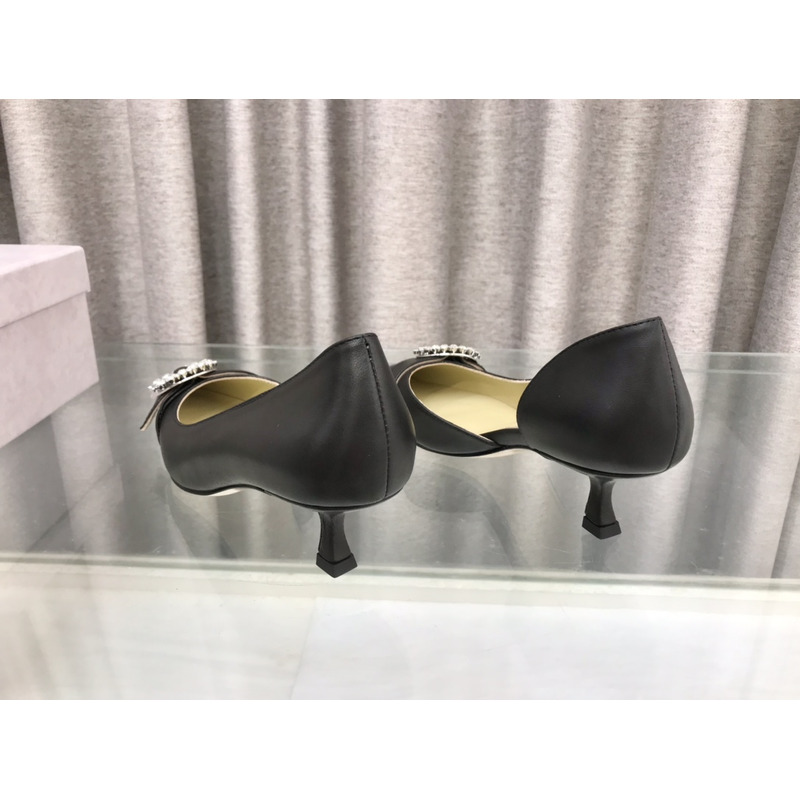 Jimmy Choo Melva Dorsay 50mm leather pumps Black