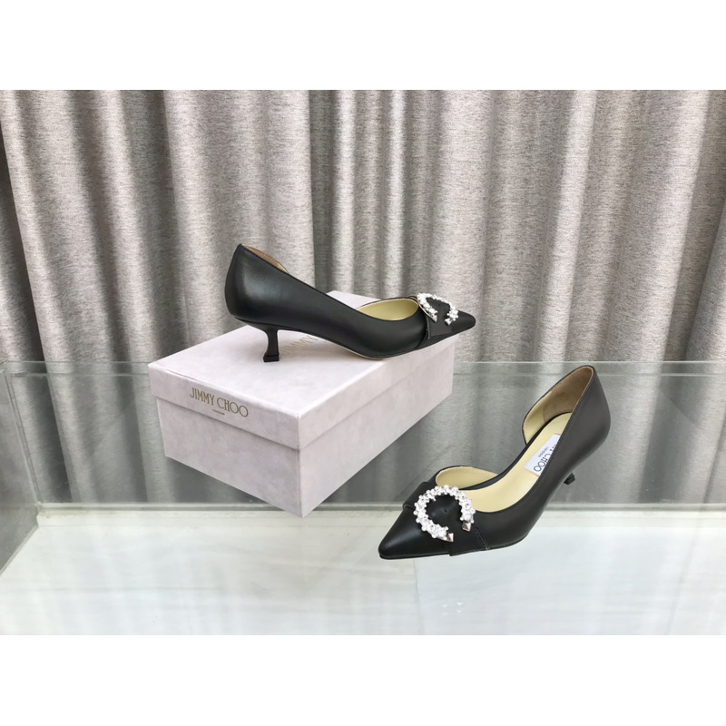 Jimmy Choo Melva Dorsay 50mm leather pumps Black