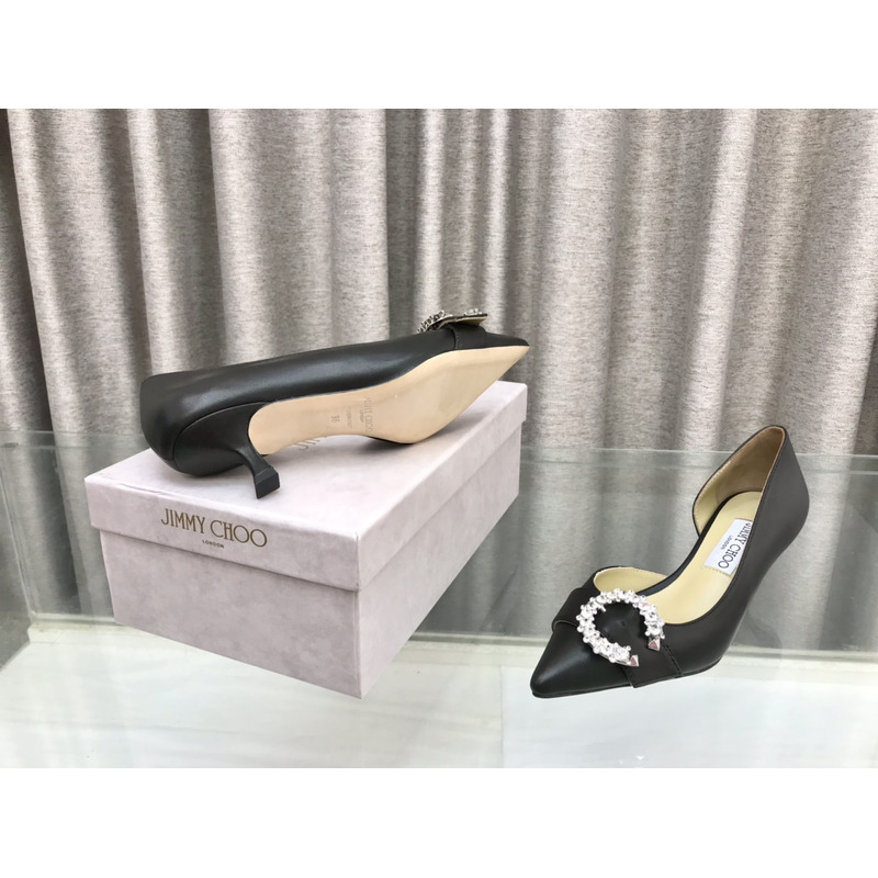 Jimmy Choo Melva Dorsay 50mm leather pumps Black