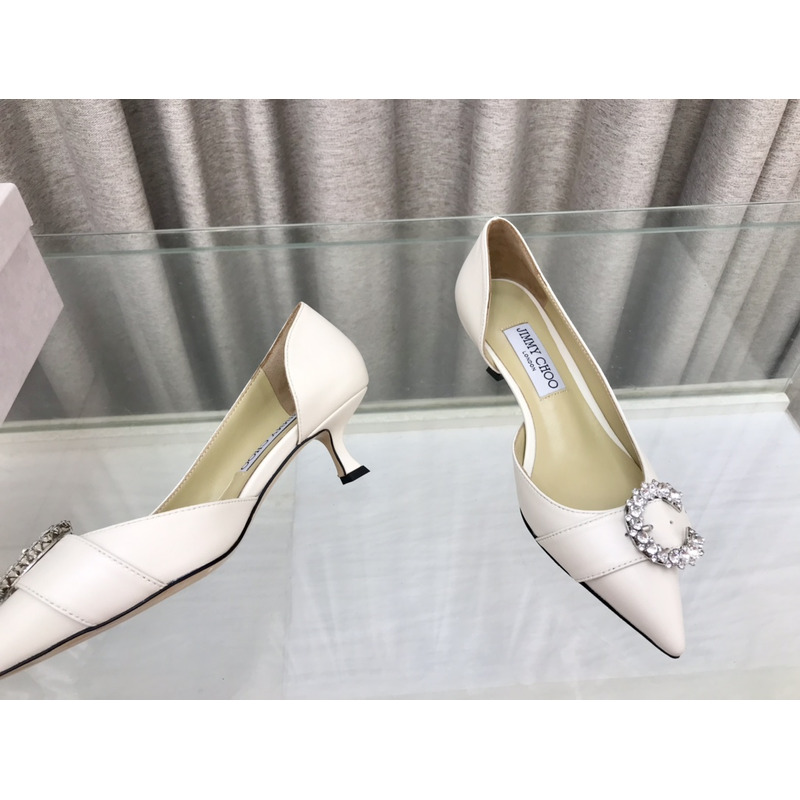 Jimmy Choo Melva Dorsay 50mm leather pumps White