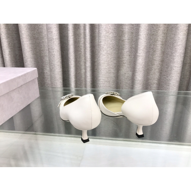 Jimmy Choo Melva Dorsay 50mm leather pumps White