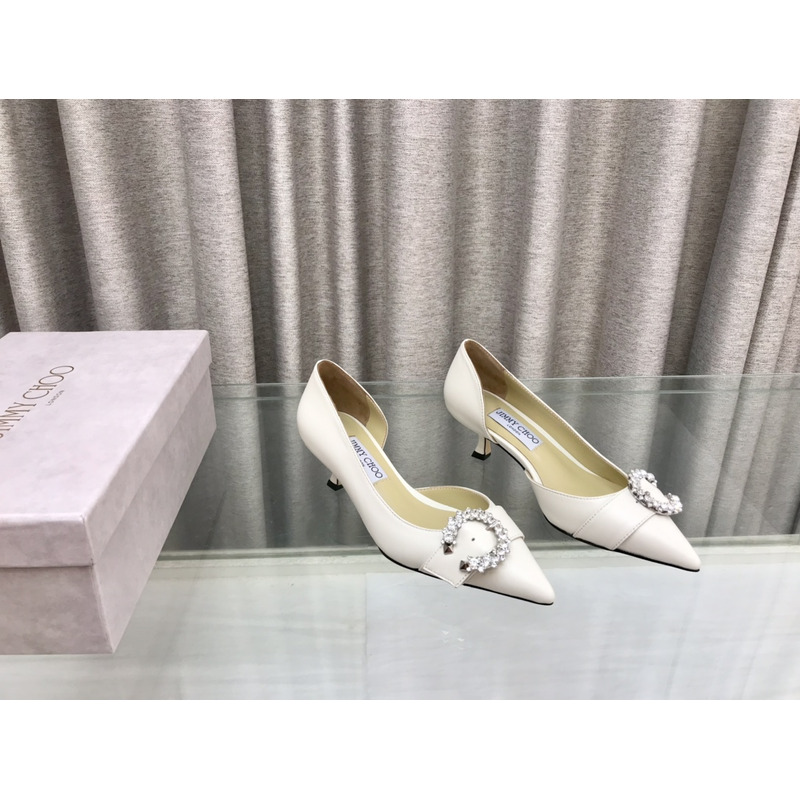 Jimmy Choo Melva Dorsay 50mm leather pumps White