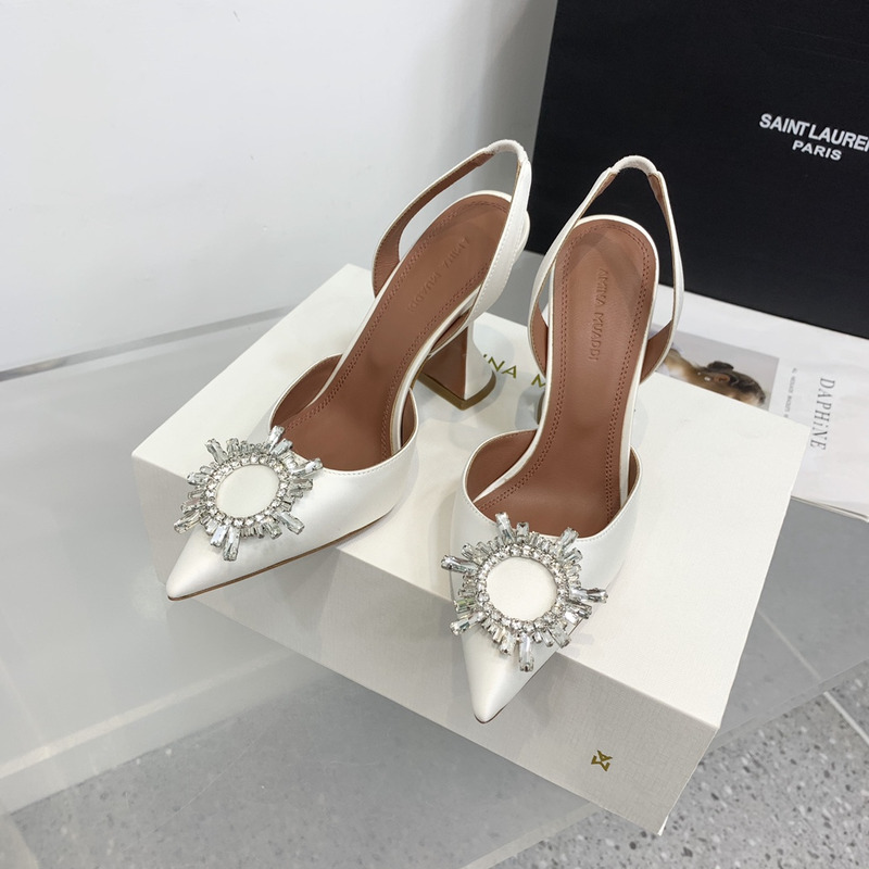 Amina Muaddi  Begum Sling Silver Mirror White