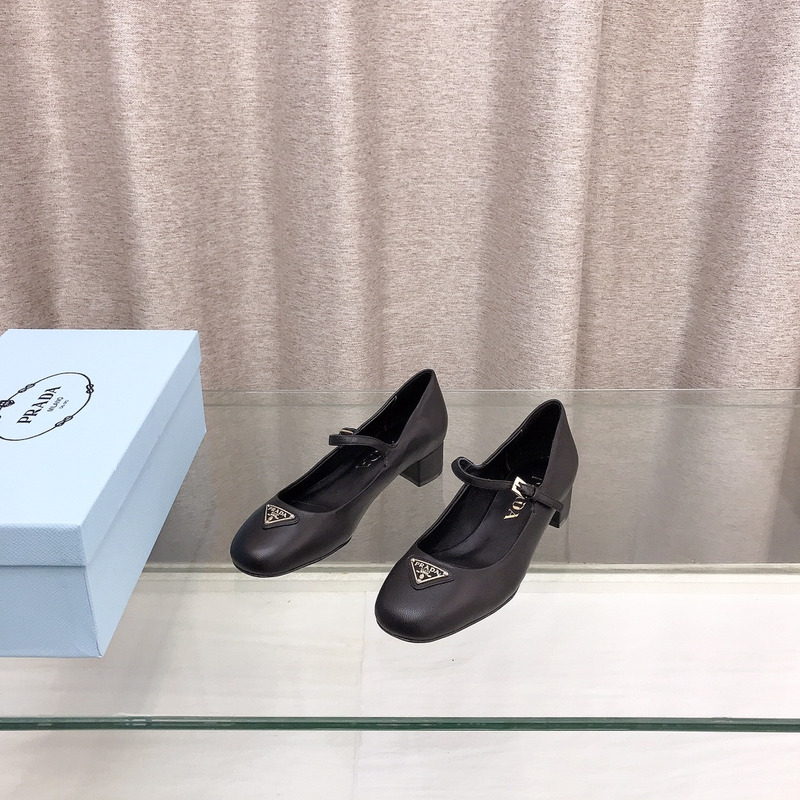 Pra*a nappa leather mary jane pumps black