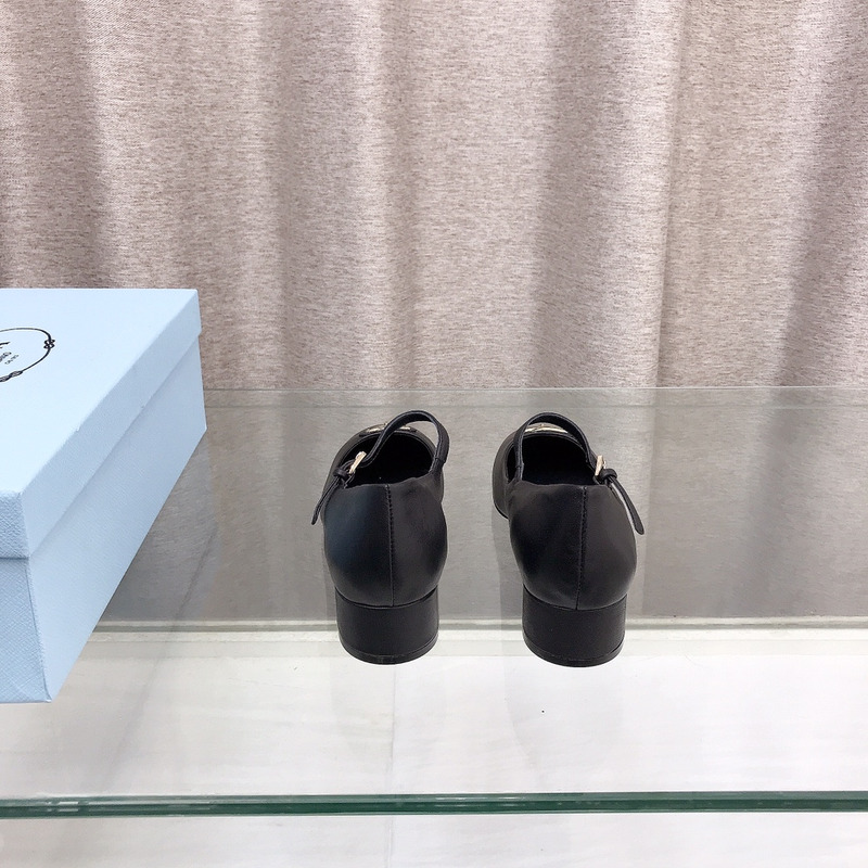 Pra*a nappa leather mary jane pumps black