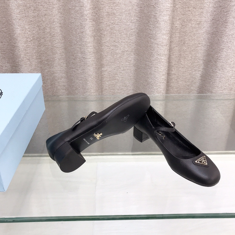 Pra*a nappa leather mary jane pumps black