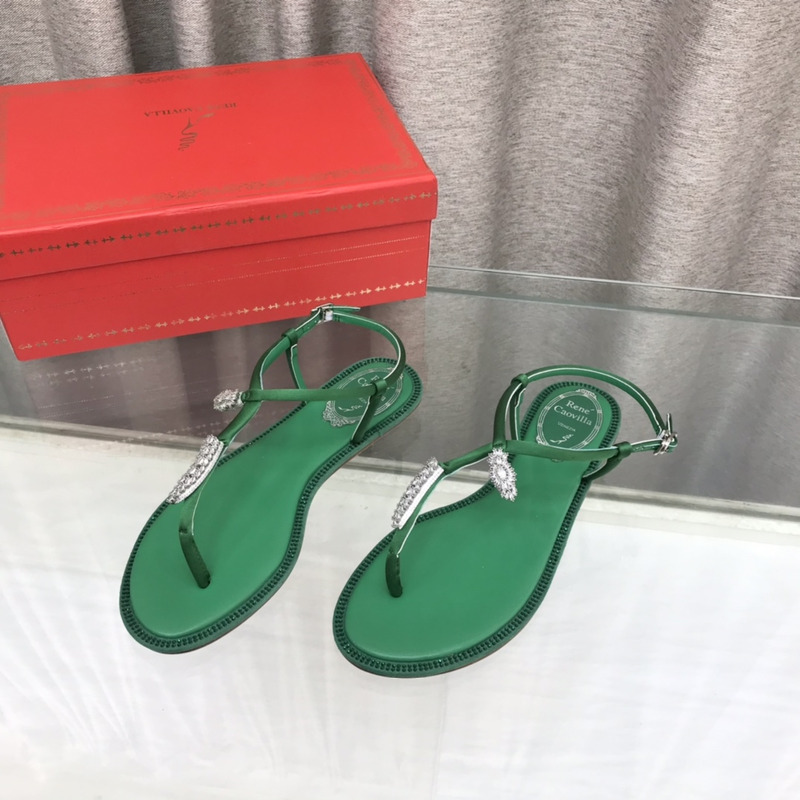 Rene Caovilla Serpente Green Thong Sandal 10