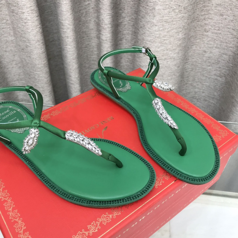 Rene Caovilla Serpente Green Thong Sandal 10