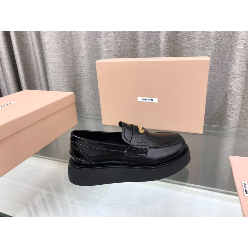 Miumiu Leather Penny Loafers Black