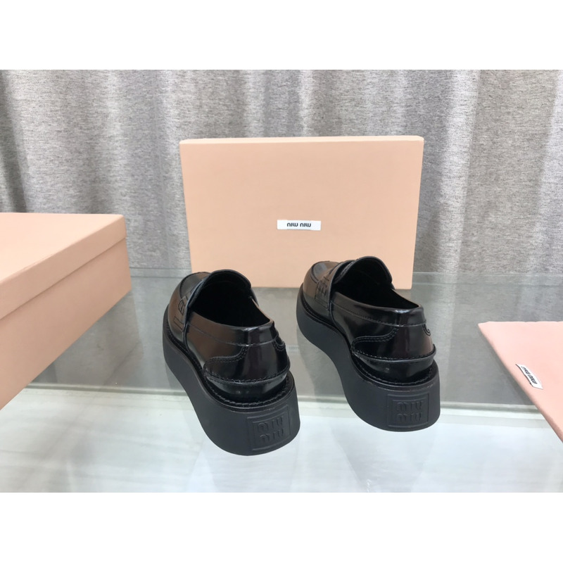 Miumiu Leather Penny Loafers Black