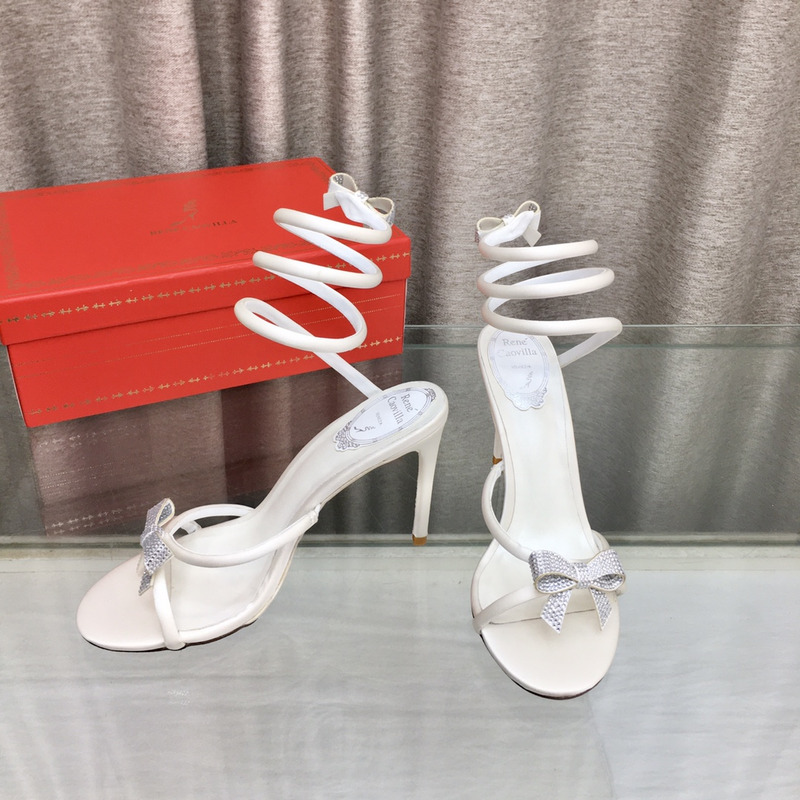 Rene Caovilla Cleo Bow Sandals 105 White