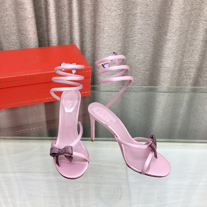 Rene Caovilla Cleo Bow Sandals 105 Pink