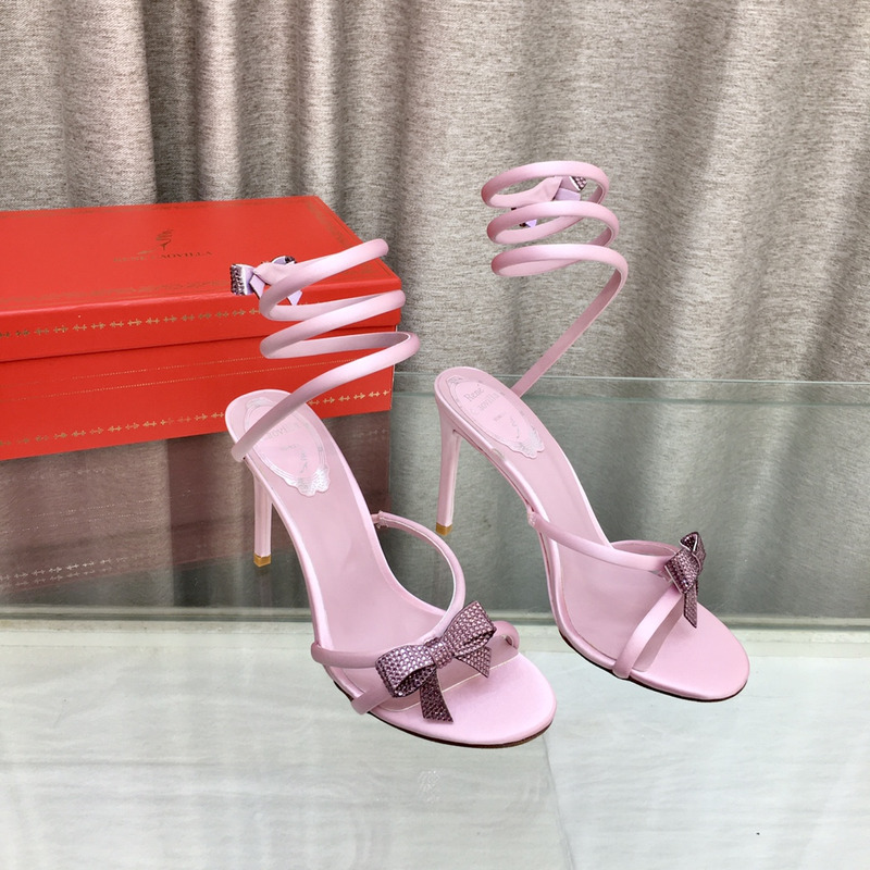 Rene Caovilla Cleo Bow Sandals 105 Pink