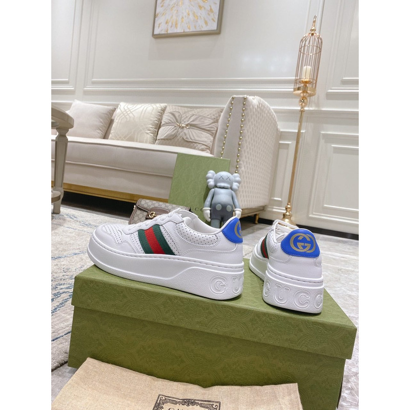 G*u*i web accent leather sneakers white