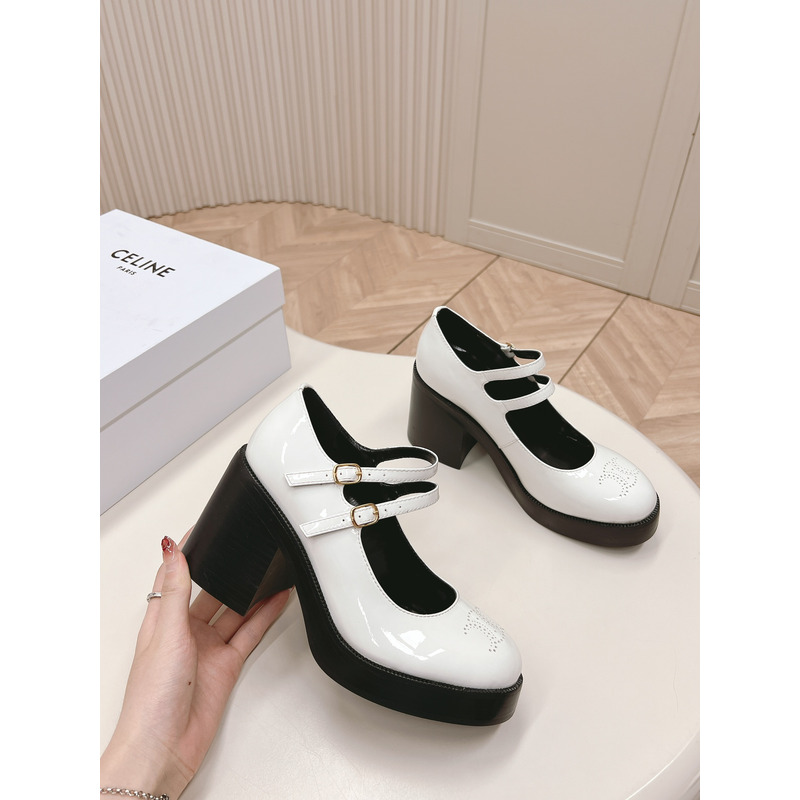 Ce**e mary jane heels in white