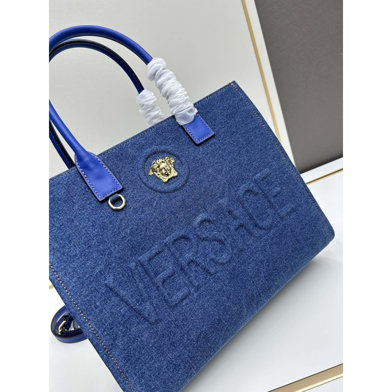 Versace La Medusa Denim Large Tote Bag