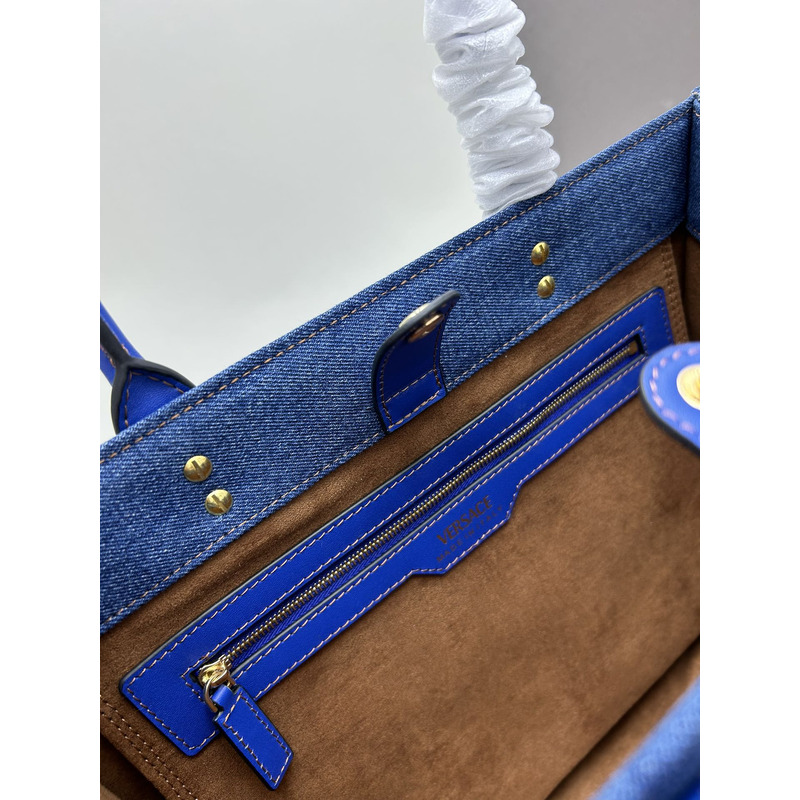 Versace La Medusa Denim Large Tote Bag