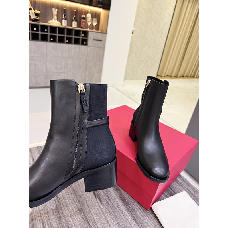 Valentino Vlogo Signature Calfskin Ankle Boot 30mm Black