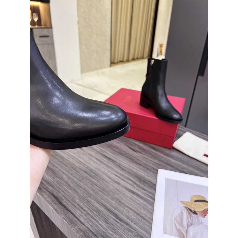 Valentino Vlogo Signature Calfskin Ankle Boot 30mm Black